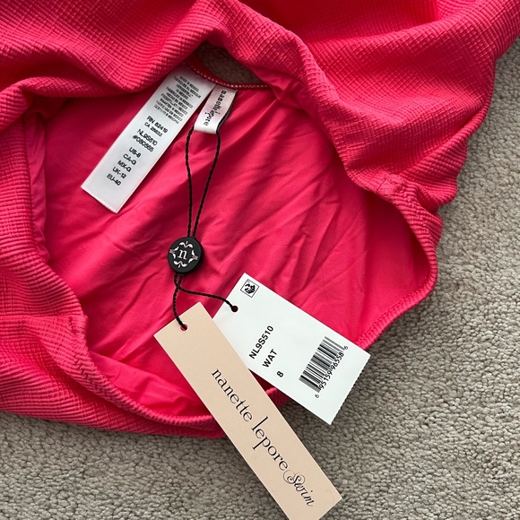 NWT  Nanette Lepore Women's High Leg Pink One Piece Swimsuit size 8 - Picture 5 of 16